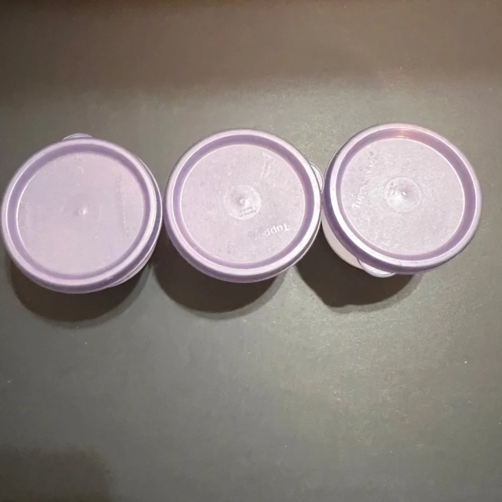 Tupperware Set of 3 Take 5 Snack Cups Purple White‎ Excellent Vintage Containers
